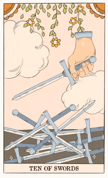 Десетка Мечове (Ten of Swords) - Таро карта значение